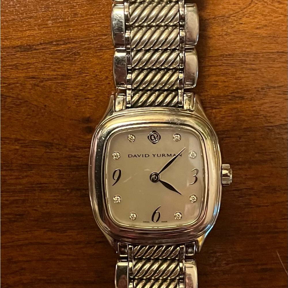 David Yurman Mother of Pearl face silver cable watch